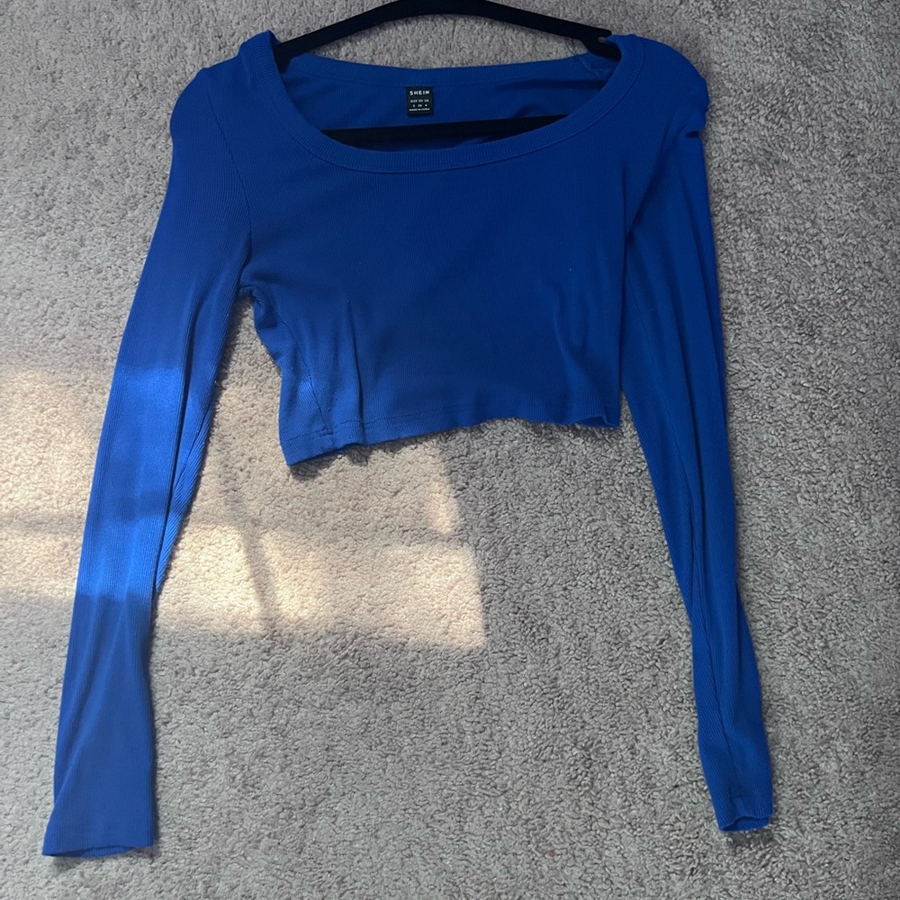 H&M Vibrant Blue Long Sleeve Crop Top